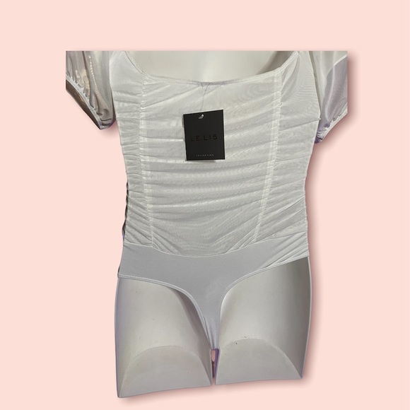 LeLis sheer ruched bodysuit NWT - Picture 3 of 9